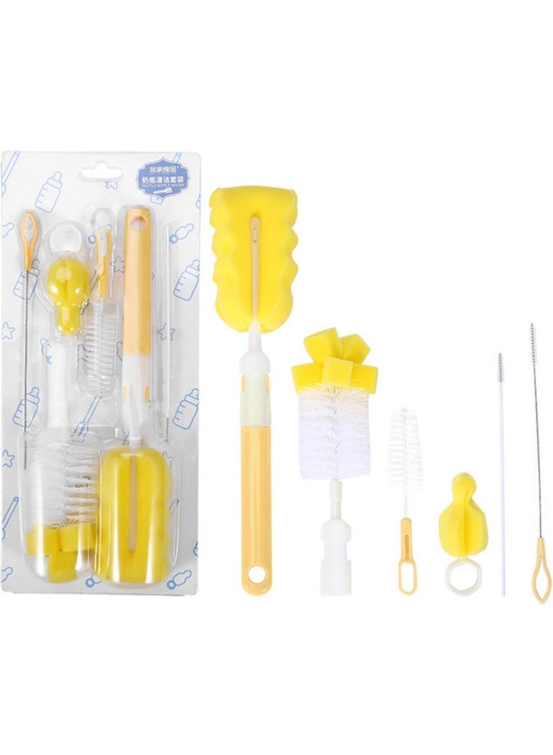 MUMS PLANET 6-Piece Baby Bottle Cleaning Brush Set – Includes a sponge brush and bristle brushes for cleaning nipples, pumps, and hard-to-reach corners – Complete set for your baby’s hygiene care.Baby Essentials, Baby Care, Baby Bottle Cleaning Tools, Bottle Brush - Image 2